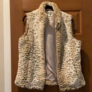 Coldwater Creek Faux Fur Animal Print Vest